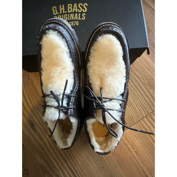 Anthropologie G.H. Bass Wallace shearling lace up Loafers size 8.5 - Picture 3 of 12